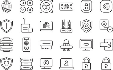 Modern user interface icon set featuring a distinctive silhouette style for digital applications