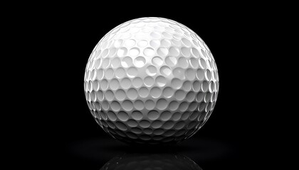 Golf Ball Closeup on Black  White Golf Ball Texture with Dramatic Lighting.