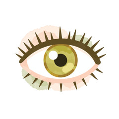 Artistic eye in soft pastel colors with gold accents, beauty concept