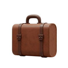 Vintage Brown Leather Travel Suitcase with Buckles.