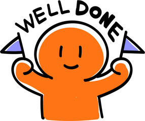 playful illustration set of cartoon characters showing gestures with motivational text elements