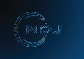 NDJ low poly letter logo vector design. NDJ lower poly logo design. Low poly logo.