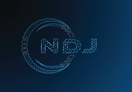 NDJ low poly letter logo vector design. NDJ lower poly logo design. Low poly logo.