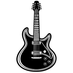 Acoustic and Electric Guitar Music Instrument Illustration for Musicians and Concert Design