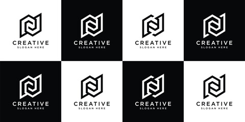 Set of initial letter N logo vector template
