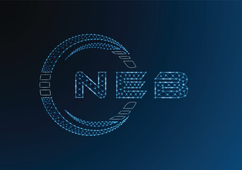 NEB low poly letter logo vector design. NEB lower poly logo design. Low poly logo.