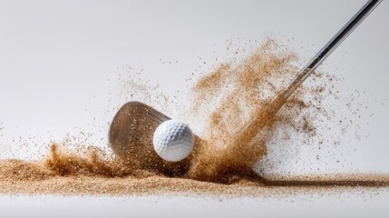 Golf swing action sand trap sports photography indoor studio close-up dynamic motion capture