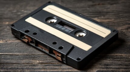 Obraz premium Vintage audio cassette tape retro music collection studio setting close-up view nostalgic concept for music lovers