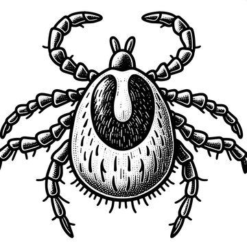 black and white tick insect clip art preview