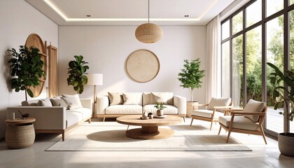 Serene Minimalist Living Room Design:  Natural Light and Tranquil Ambiance