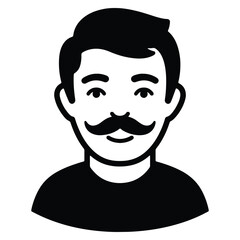 Stylized vector illustration of a man with a classic mustache and friendly expression