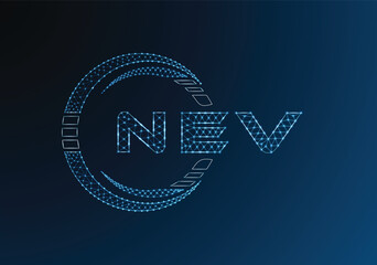 NEV low poly letter logo vector design. NEV lower poly logo design. Low poly logo.
