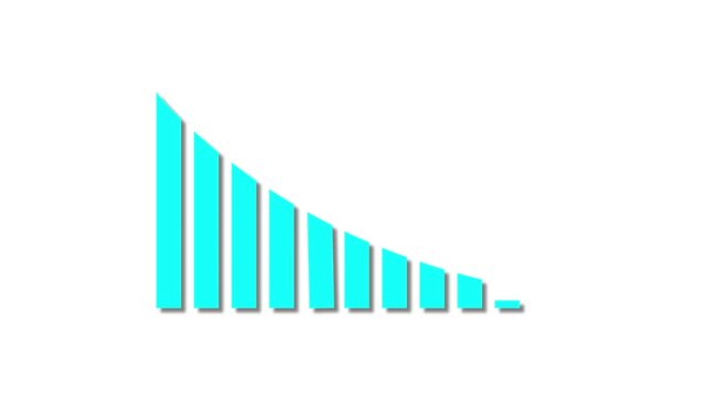 Animated down graph icon designed in flat icon style, business Finance, Business Info graphic animation, Bar graph. Cost reduction business finance concept. Businessman with virtual screen.