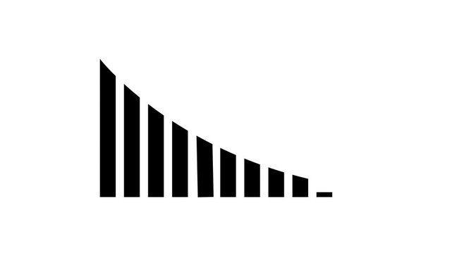 Animated down graph icon designed in flat icon style, business Finance, Business Info graphic animation, Bar graph. Cost reduction business finance concept. Businessman with virtual screen.