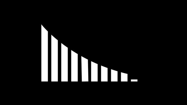 Animated down graph icon designed in flat icon style, business Finance, Business Info graphic animation, Bar graph. Cost reduction business finance concept. Businessman with virtual screen.