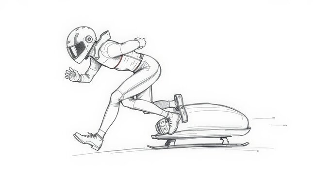 Bobsled athlete preparing for a competitive run on an icy track in winter sports event