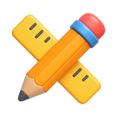 Crossed pencil and ruler in vibrant colors, symbolizing creativity and design