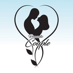 Silhouette Romantic couple vector illustration free online design.