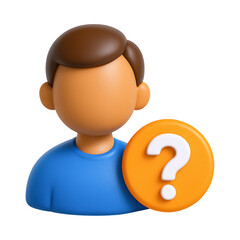 User icon with inquiry symbol, representing questions and curiosity