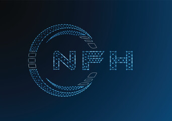 NFH low poly letter logo vector design. NFH lower poly logo design. Low poly logo.