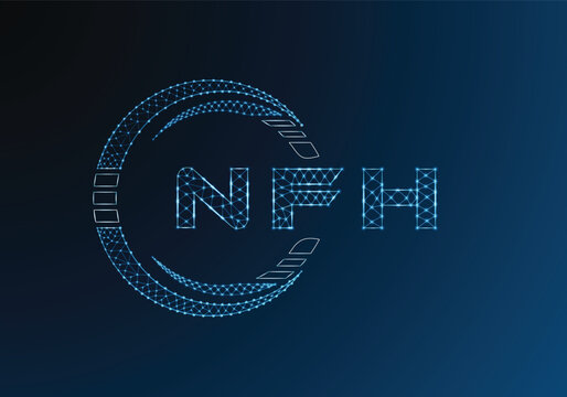 NFH low poly letter logo vector design. NFH lower poly logo design. Low poly logo.
