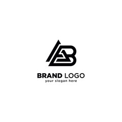 Modern Unique A and B Letter Monogram Logo with White Background.