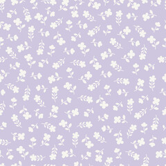 Cute floral seamless pattern with flowers and branches. Wildflower vector illustration in spring or summer. Elegant template for fabric, wallpaper, stationery, wrapping, card, and phone cases.
