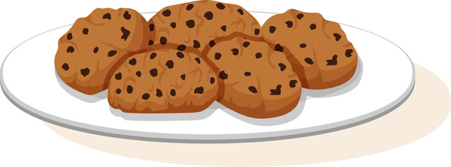 chocolate chip cookie on white background