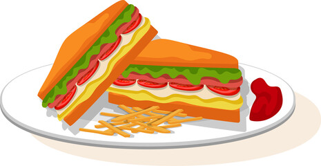sandwich with cheese and vegetables