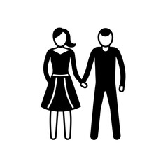 Couple holding hands black and white icon love relationship