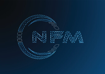 NFM low poly letter logo vector design. NFM lower poly logo design. Low poly logo.