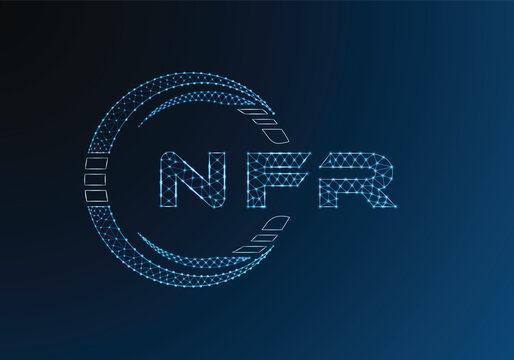 NFR low poly letter logo vector design. NFR lower poly logo design. Low poly logo.