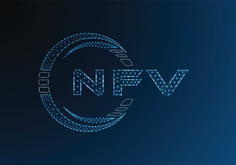 NFV low poly letter logo vector design. NFV lower poly logo design. Low poly logo.