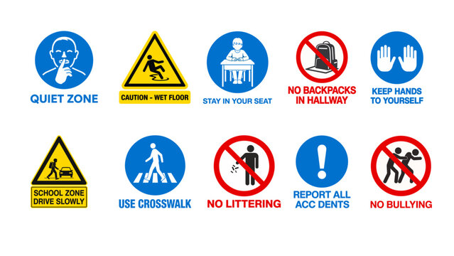 School Rules & Safety Sign Collection – Visual Guidelines for Students