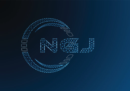 NGJ low poly letter logo vector design. NGJ lower poly logo design. Low poly logo.