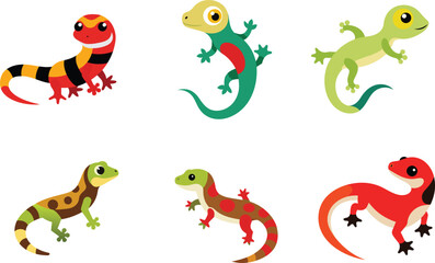 Naklejka premium Gecko Color Vector Illustration On White Background