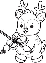 Cute Deer icon. Funny baby Deer animal series stock illustration. Life of fluffy Deer designs. Coloring pages of cute deer icon.
