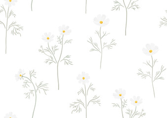 Watercolor White Cosmos – Seamless Repeat Design with Transparent Background