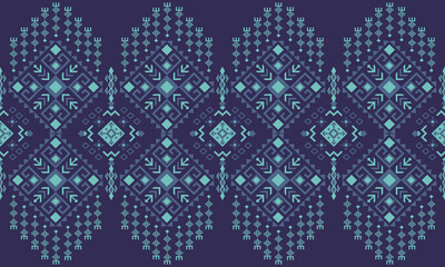 Geometric ethnic seamless pattern  light blue and dark blue design for carpet, curtain,clothing,fabric,wrapping paper,tiles,textiles,batik,texture and wallpaper.Vector background.