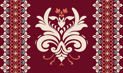 Damask seamless floral pattern with flowers .Design for carpet, fabric and wallpaper, textiles any packaging.