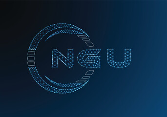 NGU low poly letter logo vector design. NGU lower poly logo design. Low poly logo.