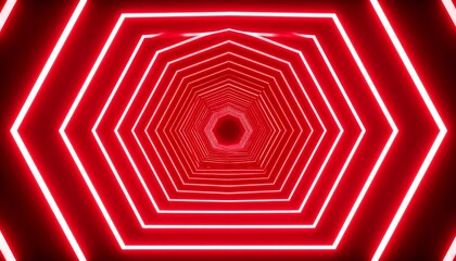 Red neon hexagonal tunnel