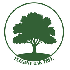 Obraz premium Elegant Oak Tree Vector Logo Template. The vector logo this beautiful tree is a symbol of life, beauty, growth, strength, and good health