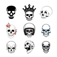 Skull head vintage logo symbol icon, with transparent background