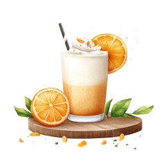 Refreshing orange smoothie with whipped cream and garnish