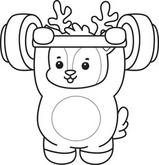 Cute Deer icon. Funny baby Deer animal series stock illustration. Life of fluffy Deer designs. Coloring pages of cute deer icon.
