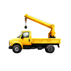 Yellow crane truck on a black background