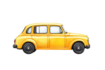Vintage yellow car illustration in profile view