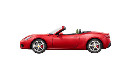 Sleek red convertible sports car on a white background