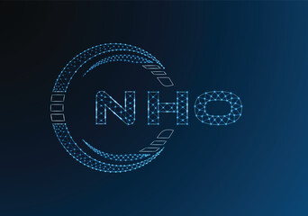 NHO low poly letter logo vector design. NHO lower poly logo design. Low poly logo.